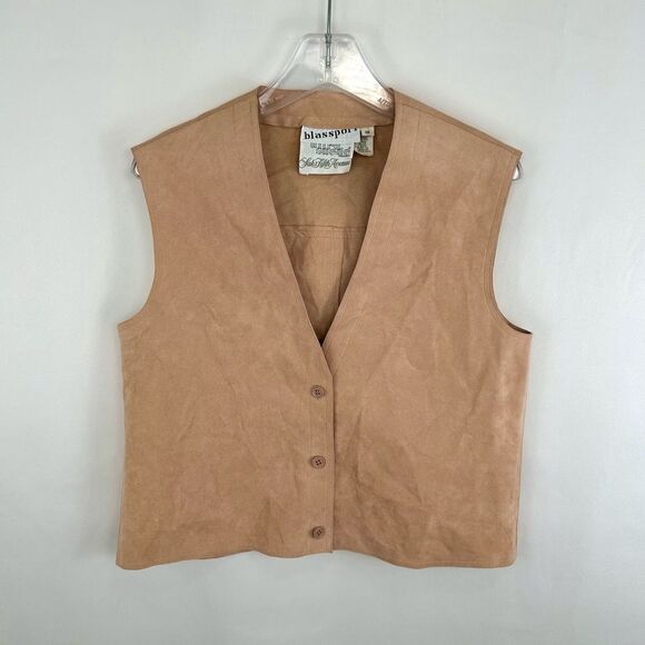 Vintage Blasssport for Saks Fifth Avenue Ultra Suede Beige Peach Vest - Picture 5 of 8